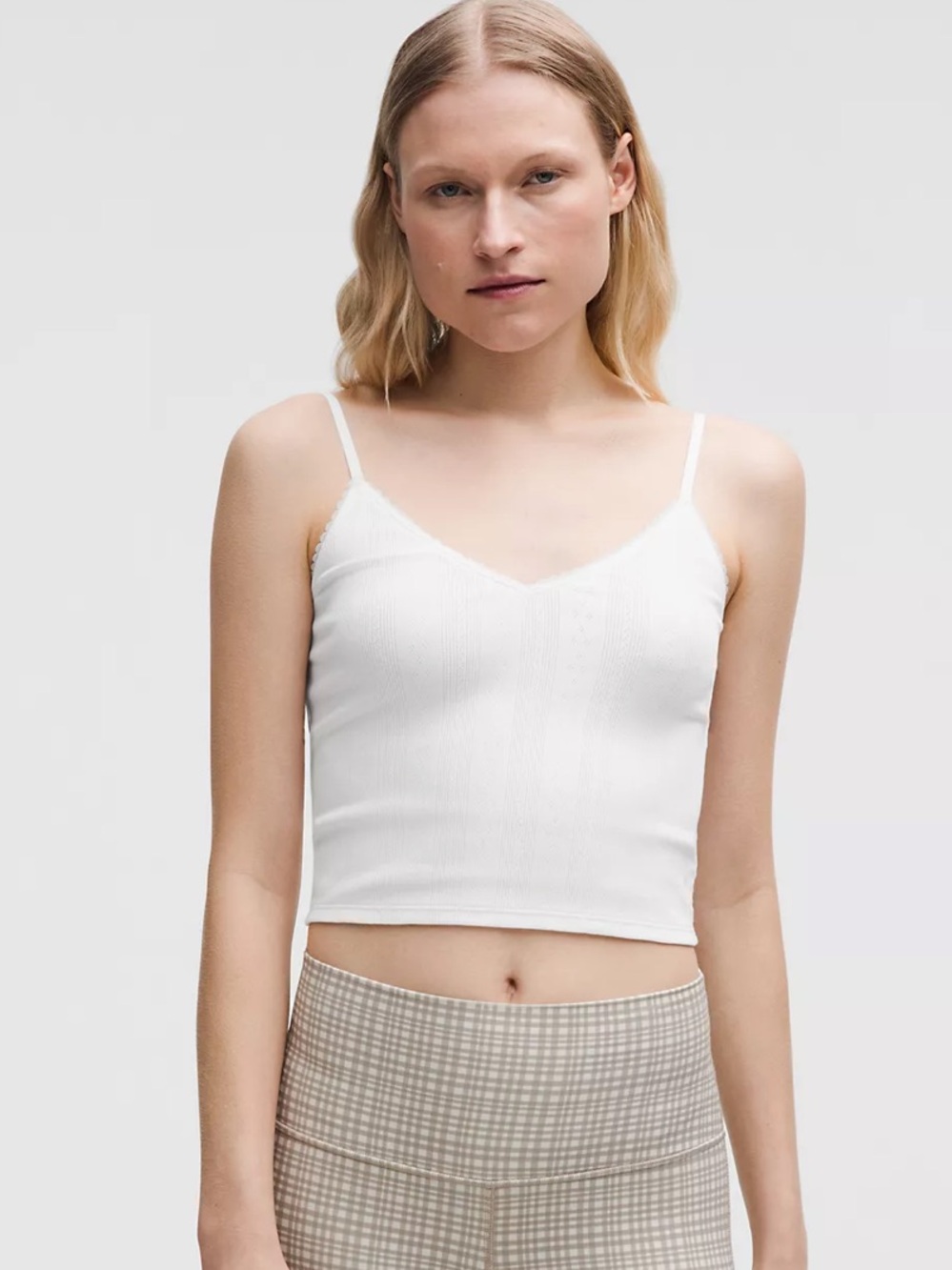 Lululemon Cotton Pointelle Cropped Cami Tank Top
